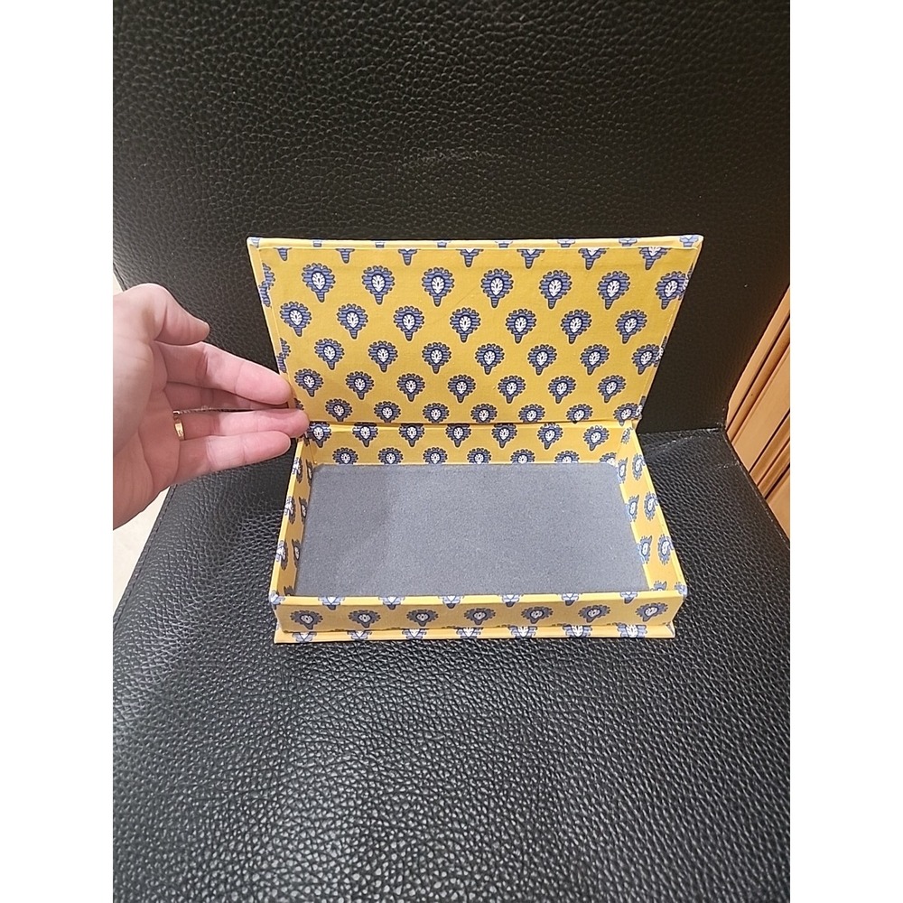 French Provencal Souleiado Fabric Yellow Small Keepsake Box - GOOD CONDITION